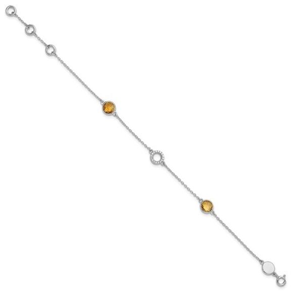 Sterling Silver White Ice Diamond and Citrine Bracelet - Picture 1 of 8